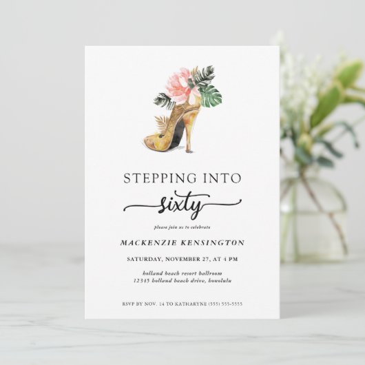 Schoenen met bloemen in goud - Verjaardagsschoenen Kaart (Staand voorkant)