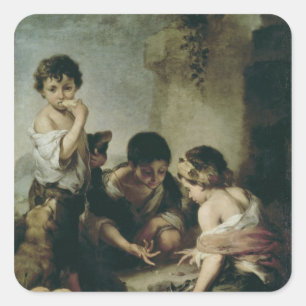 Schoenen voor het afspelen, c.1670-75 vierkante sticker