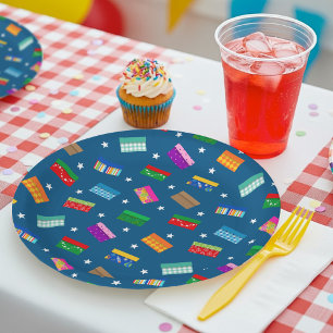 Schoenendoos Sterren Feest Borden - Blauw Papieren Bordje