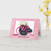 Schoenenkaart voor pasgeboren babymeisje kaart (Gele Bloem)