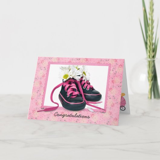 Schoenenkaart voor pasgeboren babymeisje kaart (Voorkant)
