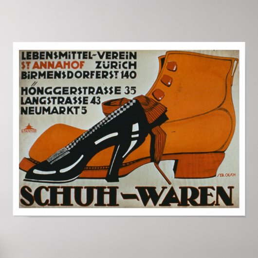 Schoenhoezen, Zürich (kleurenlitho) Poster (Voorkant)