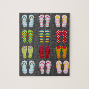 Schoensschoenen kleurige zomerse teenslippers legpuzzel