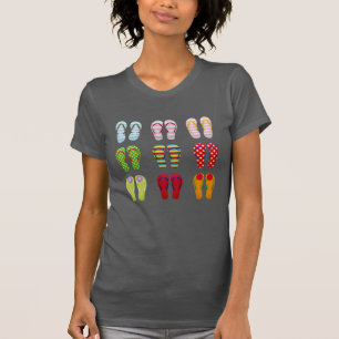 Schoensschoenen kleurige zomerse teenslippers t-shirt