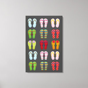 Schoensschoenen met kleurrijke zomerse teenslipper canvas afdruk