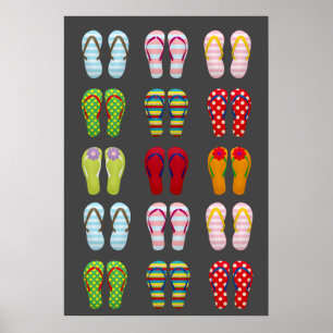 Schoensschoenen met kleurrijke zomerse teenslipper poster