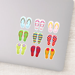Schoensschoenen met kleurrijke zomerse teenslipper sticker