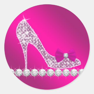 Schoenstickers met hete roze hoge hakken ronde sticker