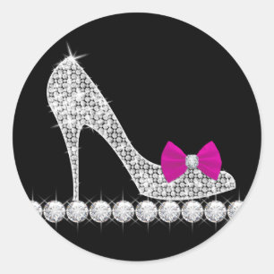 Schoenstickers met hete roze hoge hakken ronde sticker