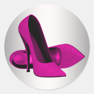 Schoenstickers met hete roze hoge hakken ronde sticker