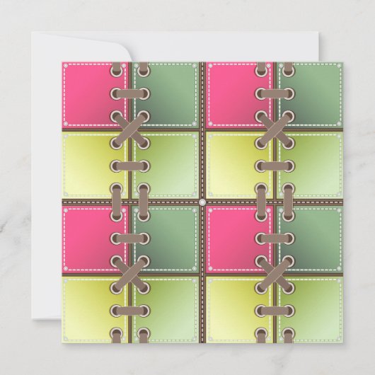 Schoenveters roze en groen mode kunst (Voorkant)