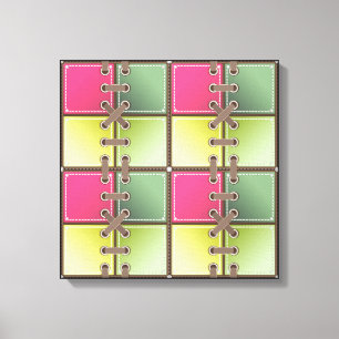 Schoenveters roze en groen mode kunst canvas afdruk