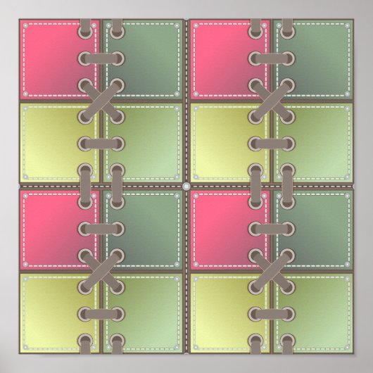 Schoenveters roze en groen mode kunst poster (Voorkant)