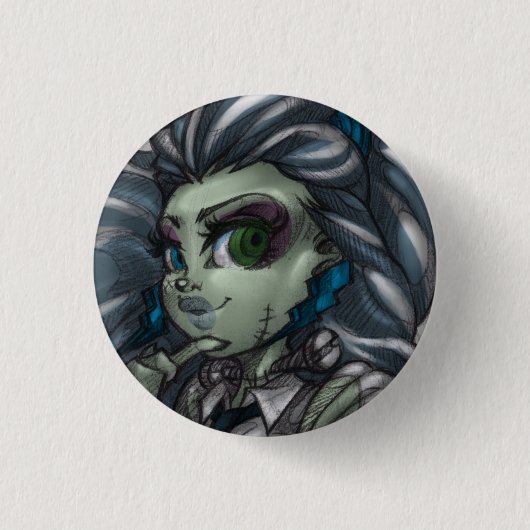 Schokbrekende Monster Girl Pin Ronde Button 3,2 Cm (Voorkant)
