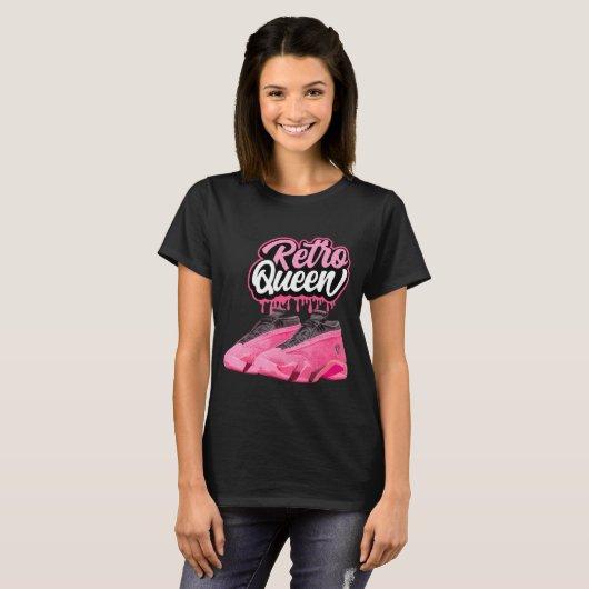 Schokkend Roze 14s Sneaker Match T - shirts Retro (Voorkant volledig)