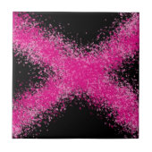 Schokkende roze glinsterende confettikruis op zwar tegeltje (Voorkant)