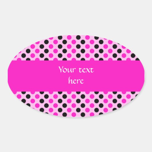 Schokroze en zwarte poolpunten ovale sticker (Voorkant)