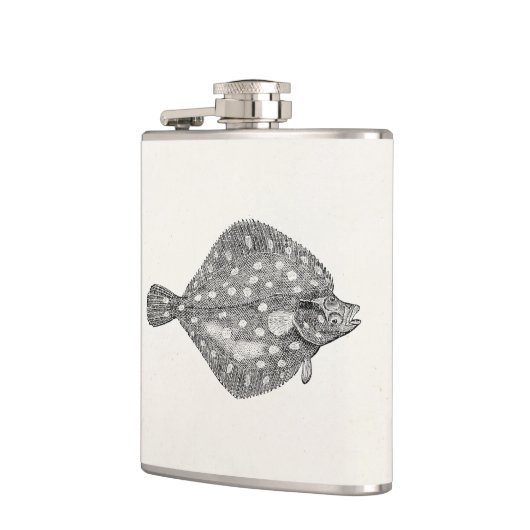  schol, platte vis, blanco, Sjabloon Heupfles (Links)