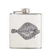 schol, platte vis, blanco, Sjabloon Heupfles (Voorkant)