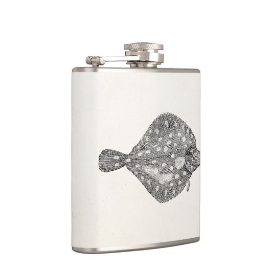 schol, platte vis, blanco, Sjabloon Heupfles (Rechts)