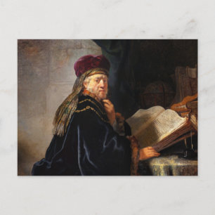 Scholar in His Study, 1634 by Rembrandt Briefkaart