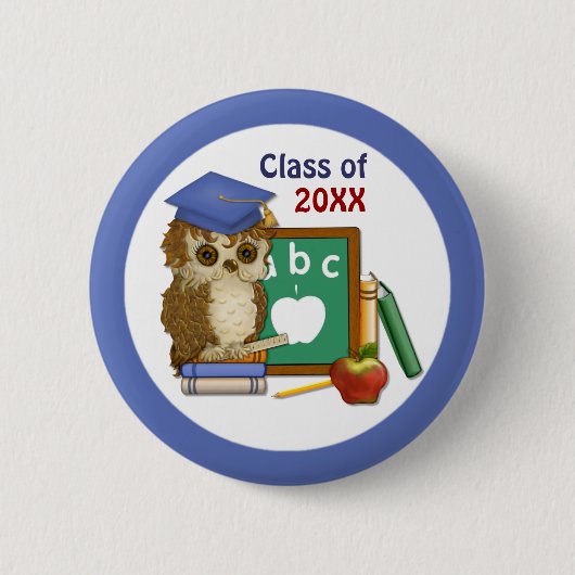 Scholar Owl Afstuderen Ronde Button 5,7 Cm (Voorkant)
