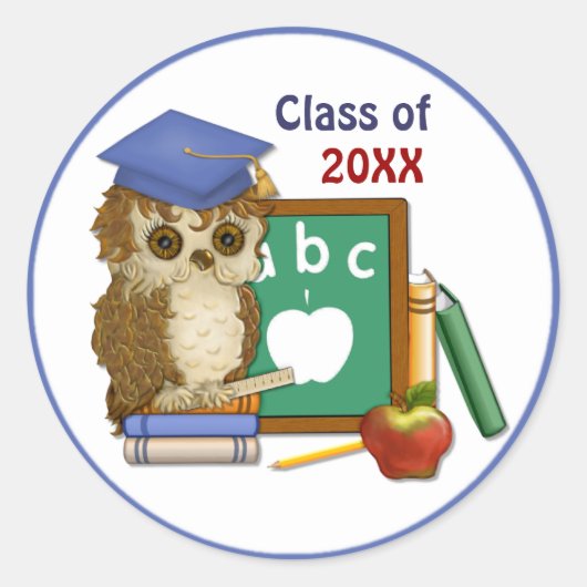 Scholar Owl Afstuderen Ronde Sticker (Voorkant)