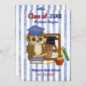 Scholar Owl - Invitation à l'obtention du diplôme (Devant / Derrière)