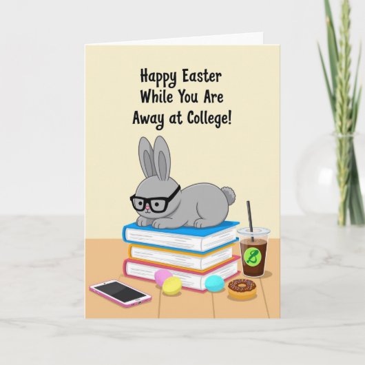 Scholarly Holiday Rabbit Card Kaart (Voorkant)