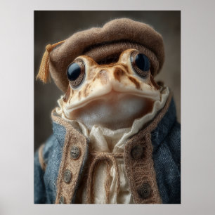 Scholarly Toad in kleding Poster
