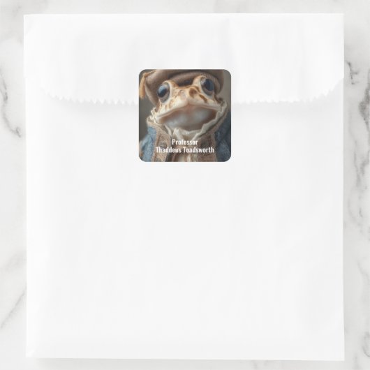 Scholarly Toad in  kleding Vierkante Sticker (Tas)