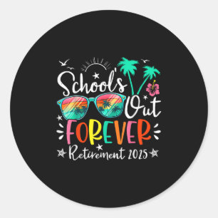 Scholen uit voor altijd gepensioneerde leraar pens ronde sticker
