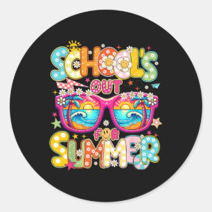 Scholen uit voor de zomervakantie op school ronde sticker