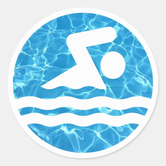 Schommel in poolwater zwemmen en duiken ronde sticker (Voorkant)