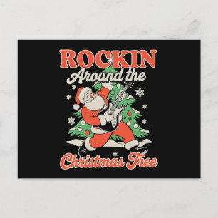 Schommelen Rond De Kerstboom Kerstman Rock Muziek Feestdagenkaart