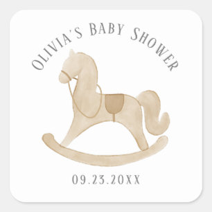 Schommelend Paard Baby Borrel Vierkante Sticker