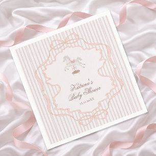 Schommelend Paard Roze Meisje Baby Shower Servet