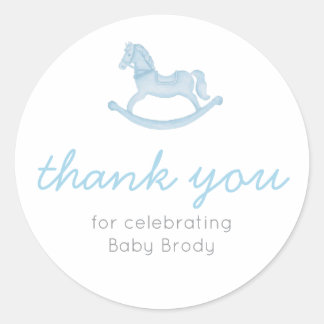 Schommelpaard babyshowercadeausticker ronde sticker