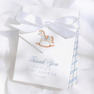 Schommelpaard Gingham Baby Shower Bedankt Bedankdoosjes