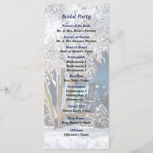 Schommelstoel op veranda in de winter bruiloft pro programma (Achterkant)