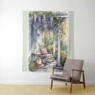 Schommelstoel scène op de Wisteria-veranda Wandkleed