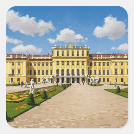 Schönbrunn Palace Wenen Oostenrijk Reizen Vierkante Sticker (Voorkant)