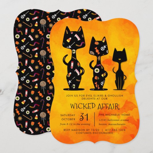 Schone affair Halloween Cat Thed Kaart (Voorkant / Achterkant)