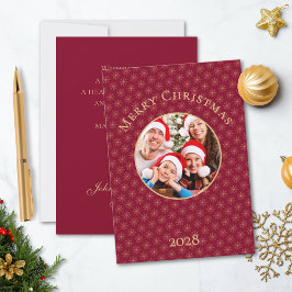 Schone Bourgogne Gouden Sneeuwvlokken Kerstmis Feestdagenkaart