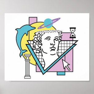 Schone Cartoon met dampgolf esthetica Poster