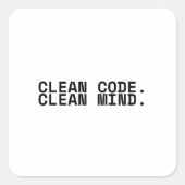 Schone Code Schone Geest Minimalistische Technisch Vierkante Sticker (Voorkant)