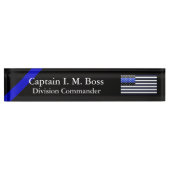 Schone, dunne, blauwe lijnvlag naambordje (Voorkant)