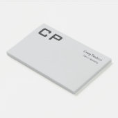 Schone Eenvoudige Grijze Monogram Moderne Zaken Post-it® Notes (Schuin)