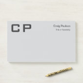 Schone Eenvoudige Grijze Monogram Moderne Zaken Post-it® Notes (Op bureau)