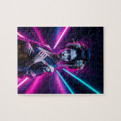 Schöne Geisha Puzzle mit Neon Hintergrund – Elegan (Horizontal)